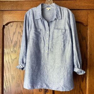 Talbots Blue Linen Tunic